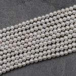 Genuine White Freshwater Pearl 4mm Round Beads Shimmery Iridescent Classic Off Round White Pearl 16" Strand