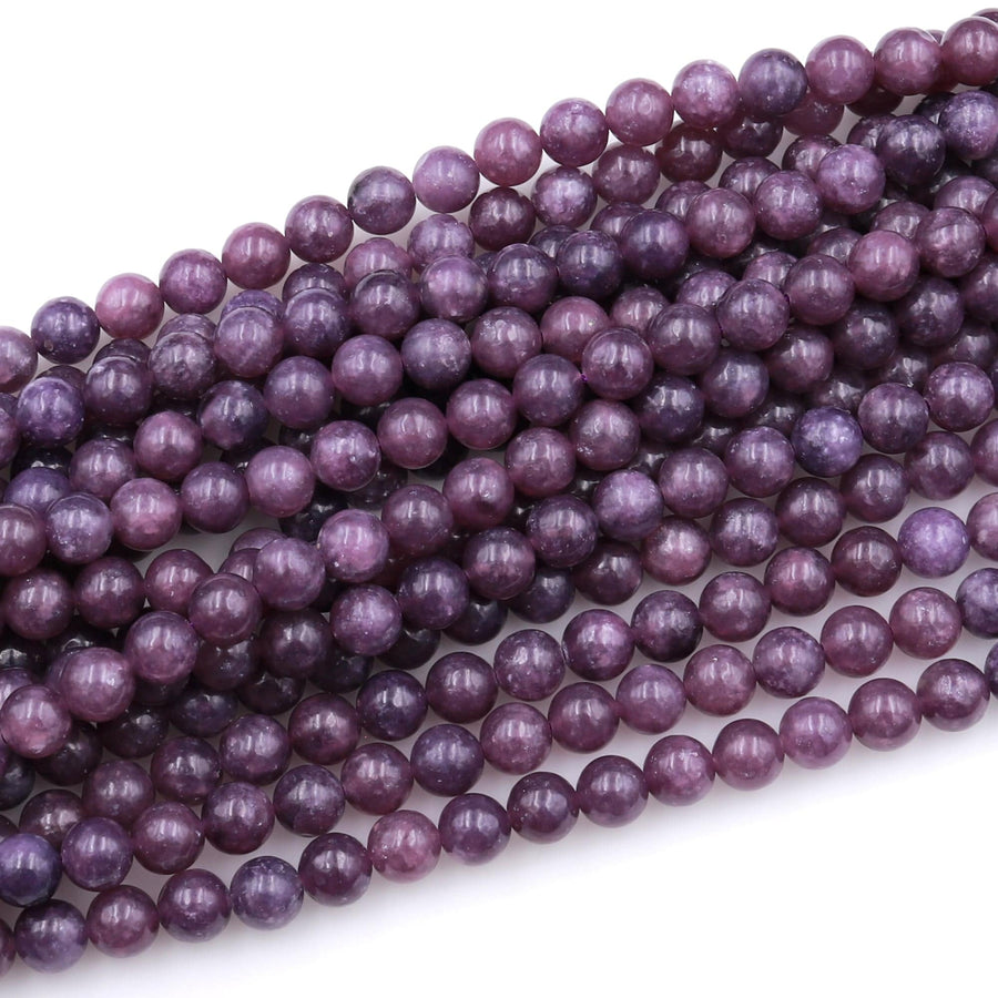 Lepidolite 4mm 6mm 8mm 10mm Round Beads Plum Purple Gemstone 15.5" Strand