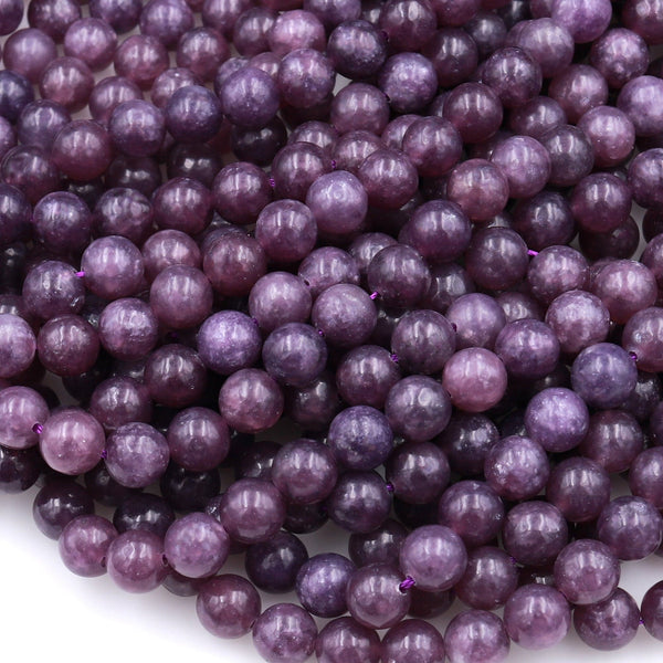 Lepidolite 4mm 6mm 8mm 10mm Round Beads Plum Purple Gemstone 15.5" Strand