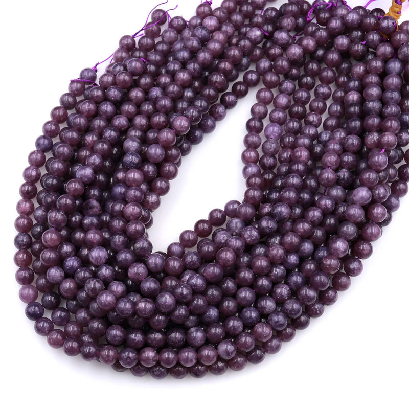 AA Natural Violet Purple Lepidolite 4mm 6mm 8mm Round Beads 15.5