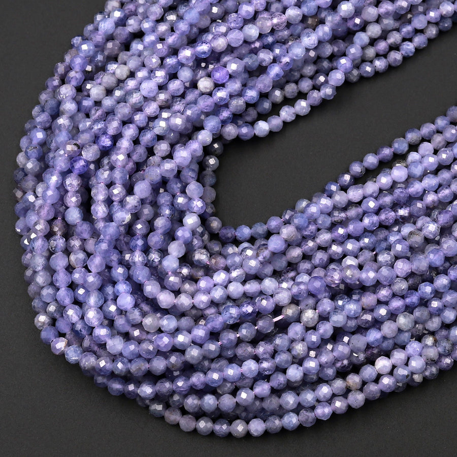 Natural Tanzanite Round Beads 2mm 3mm 4mm 6mm Micro Faceted Real Genuine Gemstone 15.5" Strand