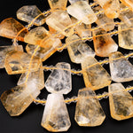Natural Golden Yellow Citrine Faceted Trapezoid Rectangle Cushion Beads Unique Tapered Teardrop Cut Good for Focal Pendant 16" Strand