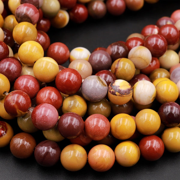 Natural Australian Mookaite Jasper 4mm 6mm 8mm 10mm 12mm Round Bead Sunset Colors Red Yellow Maroon Red 15.5" Strand