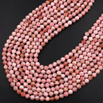 Natural Pink Rhodochrosite 4mm 6mm Faceted Round Beads Micro Laser Diamond Cut Genuine Red Pink Gemstone 16" Strand