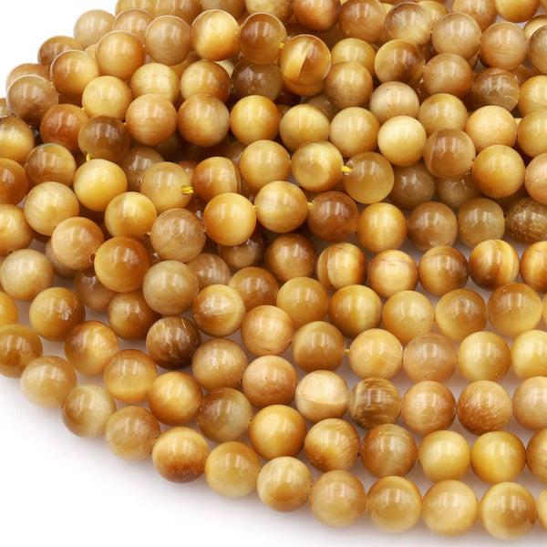 Natural Blonde Tiger Eye Beads Smooth 4mm, 6mm 8mm 10mm 12mm Round Amazing Chatoyance 16" Strand