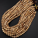 Real Natural Sandalwood Beads 4mm 6mm 8mm 10mm 12mm Aromatic Pure Wood Great For Mala Prayer Meditation Therapy 16" Strand
