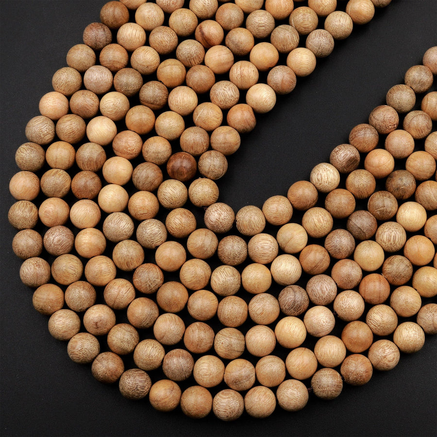 Real Natural Sandalwood Beads 4mm 6mm 8mm 10mm 12mm Aromatic Pure