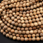 Real Natural Sandalwood Beads 4mm 6mm 8mm 10mm 12mm Aromatic Pure Wood Great For Mala Prayer Meditation Therapy 16" Strand