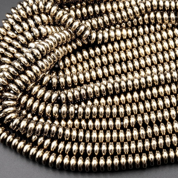 Titanium Pyrite 2mm 3mm 4mm 6mm 8mm Rondelle Heishi Beads