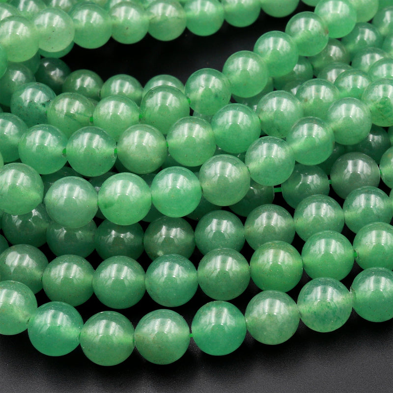 LIFAVOVY 8mm Natural Green Aventurine Beads Round Gemstone Loose Beads for Jewelry Making (47-50pcsstrand)