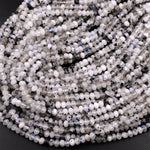 Micro Faceted Natural Rainbow Moonstone Rondelle Beads 3mm 4mm 15.5" Strand
