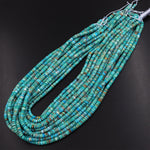 Genuine 100% Natural Turquoise Heishi Beads 3mm 4mm 7mm Bright Blue Green Gemstone 15.5" Strand