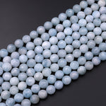 Natural Blue Aquamarine Beads Faceted 6mm 8mm 10mm 12mm 14mm Round Beads Gemstone 15.5" Strand