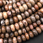 Large Natural Fossil Coral Smooth Rondelle Beads 10mm Brown Beige Tan Rusty 15.5" Strand