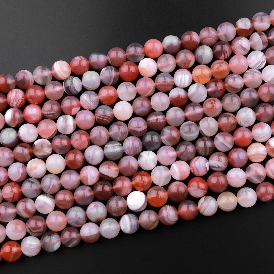 Natural Red Botswana Agate 6mm 8mm 10mm 12mm Round Beads 15.5" Strand