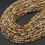 Faceted Natural Bumble Bee Jasper 3mm 4mm Rondelle Beads Micro Diamond Cut Gemstone 15.5" Strand