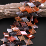 Natural Red Botswana Beads Faceted Kite Marquise Horse Eye Diamond Shape Center Drilled Flat Gemstone 15.5" Strand