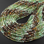 Natural Green Brown Chrysoprase Faceted 3mm 4mm Rondelle Beads Diamond Cut Gemstone Beads 15.5" Strand