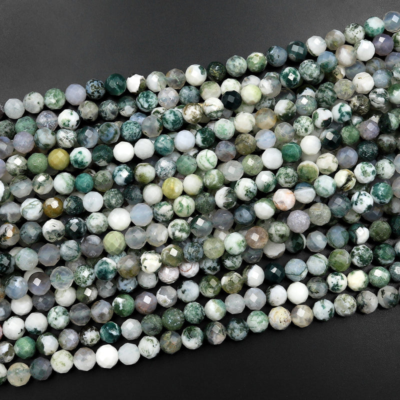 Tree Agate Gemstone Round Beads- 4mm