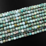 Natural Russian Sea Green Amazonite Faceted 6mm Square Beads Micro Faceted Laser Diamond Cut 15.5" Strand