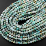 Natural Russian Sea Green Amazonite Faceted 6mm Square Beads Micro Faceted Laser Diamond Cut 15.5" Strand