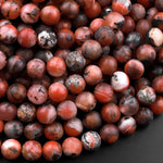 Rare Natural Moroccan Red Dragon Agate Matte 6mm 8mm 10mm 12mm 14mm Round Bead 15.5" Strand