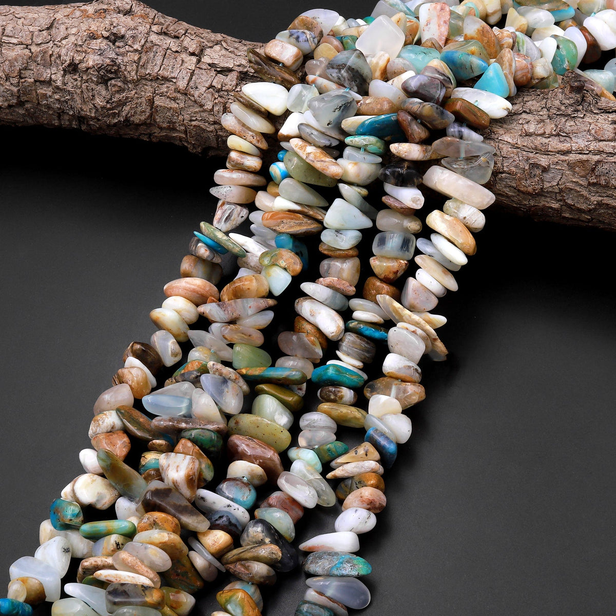 Natural Peruvian Blue Opal Freeform Chip Pebble Nugget Beads Gemstone ...