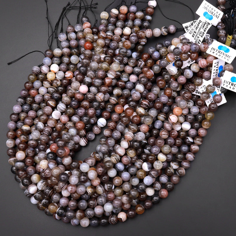 Matte Botswana Agate Beads 4mm 6mm 8mm 10mm 12mm Round Beads 15.5 Str –  Intrinsic Trading