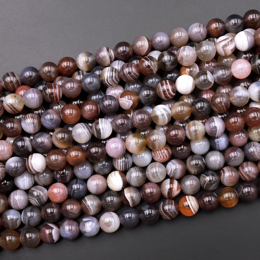 Natural Botswana Agate 4mm 6mm 8mm 10mm 12mm 14mm 16mm 20mm Round Beads