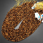 Faceted Tiger's Eye 3mm 4mm Rondelle Beads 15.5" Strand