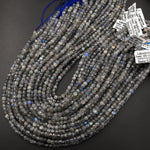 Natural Labradorite Faceted 4mm 6mm Cube Gemstone Beads 15.5" Strand