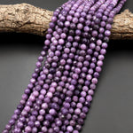Micro Faceted Natural Rich Mauve Purple Lepidolite Faceted Round 3mm 4mm 6mm 8mm Beads 15.5" Strand