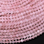 Genuine Madagascar Pink Rose Quartz Faceted 2mm 3mm 4mm Round Beads Micro Diamond Cut Gemstone 15.5" Strand