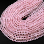 Genuine Madagascar Pink Rose Quartz Faceted 2mm 3mm 4mm Round Beads Micro Diamond Cut Gemstone 15.5" Strand