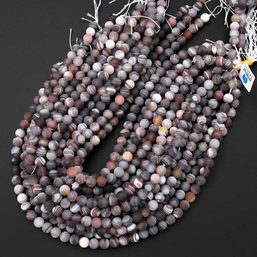 Matte Botswana Agate Beads 4mm 6mm 8mm 10mm 12mm Round Beads 15.5" Strand