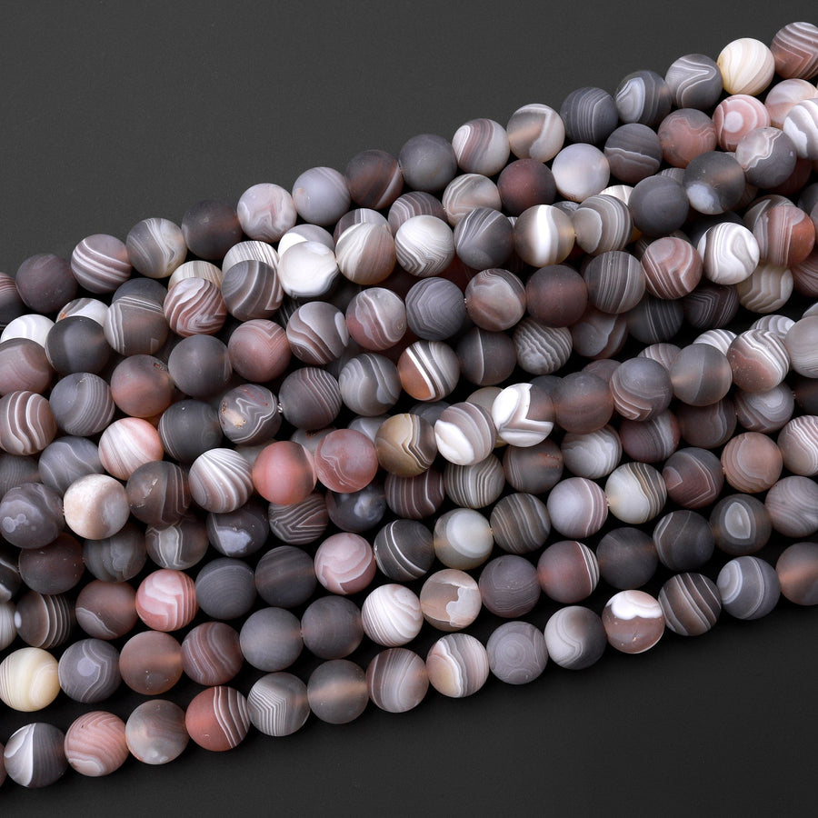 Matte Botswana Agate Beads 4mm 6mm 8mm 10mm 12mm Round Beads 15.5" Strand
