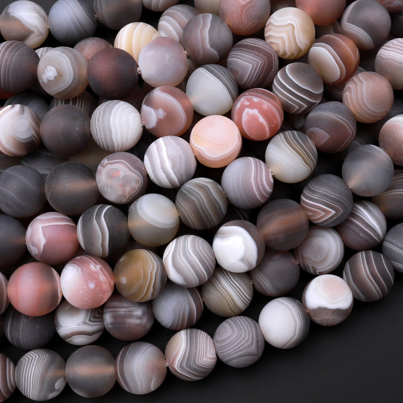 Matte Botswana Agate Beads 4mm 6mm 8mm 10mm 12mm Round Beads 15.5 Str –  Intrinsic Trading