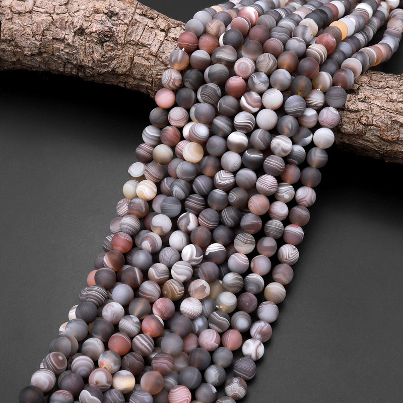 Matte Botswana Agate Beads 4mm 6mm 8mm 10mm 12mm Round Beads 15.5