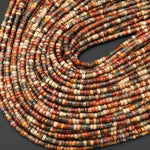 Red Creek Jasper Beads Small 4mm Heishi Rondelle Beads Earthy Red Green Yellow Brown Multicolor Picasso Jasper 15.5" Strand