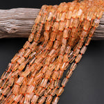 Natural Golden Citrine Tube Rectangle Nugget Beads 15.5" Strand