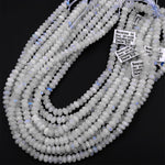 Natural Rainbow Moonstone Faceted Rondelle Beads 4mm 6mm 8mm 9mm High Quality Flashy Blue Moonstone Gemstone 15.5" Strand