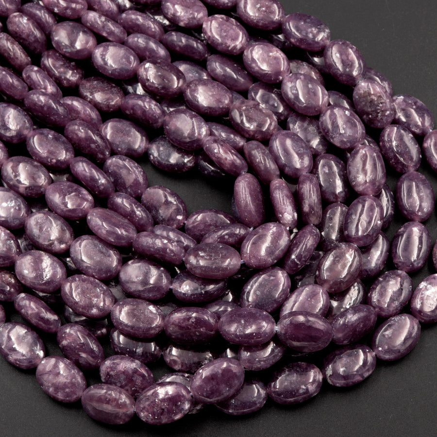 AAA Grade Natural Maroon Purple Lepidolite 10x14mm Oval Beads High Quality 100% Natural Lepidolite Gemstone Full 16" Strand