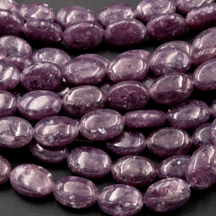 AAA Grade Natural Maroon Purple Lepidolite 10x14mm Oval Beads High Quality 100% Natural Lepidolite Gemstone Full 16" Strand