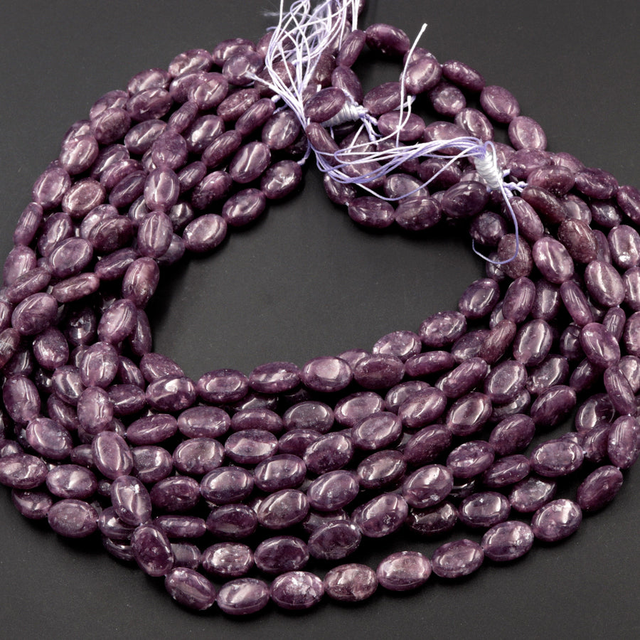 AAA Grade Natural Maroon Purple Lepidolite 10x14mm Oval Beads High Quality 100% Natural Lepidolite Gemstone Full 16" Strand