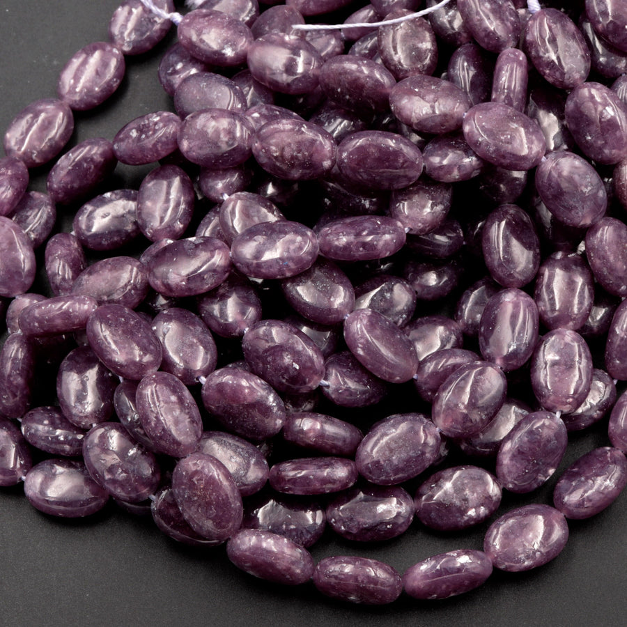AAA Grade Natural Maroon Purple Lepidolite 10x14mm Oval Beads High Quality 100% Natural Lepidolite Gemstone Full 16" Strand