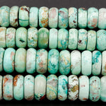 Large Natural Chrysocolla Turquoise Rondelle Beads Exotic Vibrant Blue Green Gemstone From Africa 16" Strand