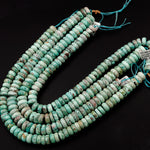 Large Natural Chrysocolla Turquoise Rondelle Beads Exotic Vibrant Blue Green Gemstone From Africa 16" Strand