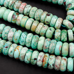 Large Natural Chrysocolla Turquoise Rondelle Beads Exotic Vibrant Blue Green Gemstone From Africa 16" Strand