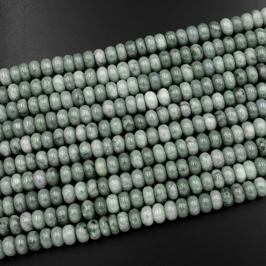 Natural Burmese Jade 8mm Rondelle Beads Genuine Green Burma Jade Gemstone Beads 15.5" Strand