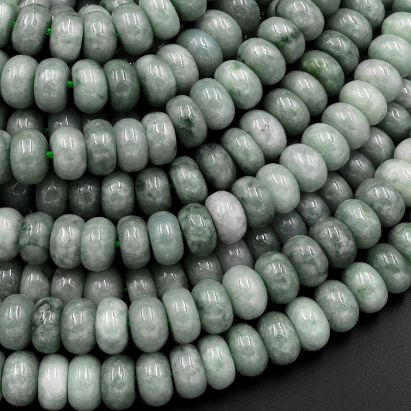 Natural Burmese Jade 8mm Rondelle Beads Genuine Green Burma Jade Gemstone Beads 15.5" Strand